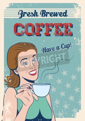 Poster  Affiche café fraîchement préparé