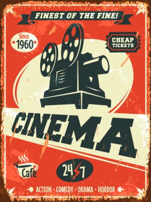 Affiche de cinéma rétro avec texte