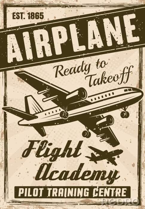 Poster  Affiche de publicité vintage de l'académie de vol vector