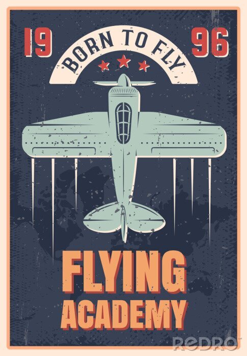 Poster  Affiche rétro de style d'académie de vol