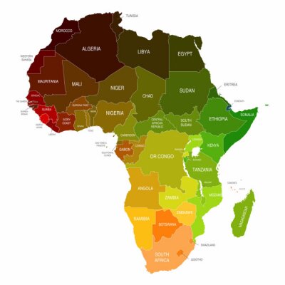 Poster  Africa Map Colored Countries Shapes