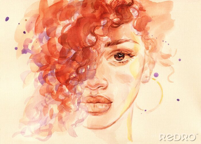 Poster  african american woman. illustration. watercolor painting
