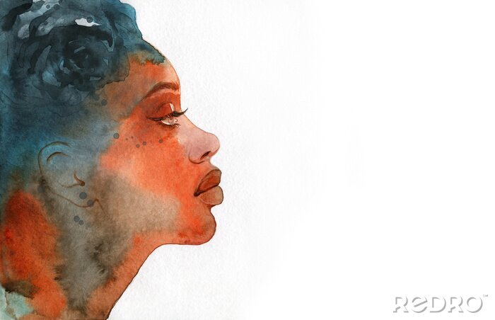 Poster  african american woman. illustration. watercolor painting

