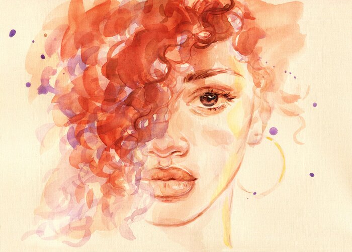 Poster  african american woman. illustration. watercolor painting
