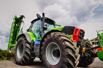 Poster  agriculture tracteur et la charrue, les pneus géants, le dernier modèle