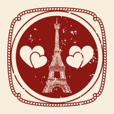 Poster  aimer Paris avec la Tour Eiffel