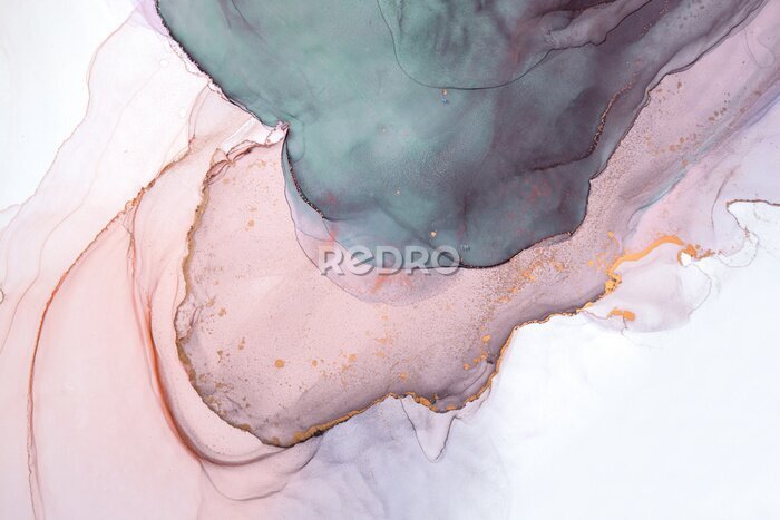 Poster  Alcohol ink sea texture. Contemporary art. Abstract art background. Multicolored bright texture. Fragment of artwork. Modern art. Inspired by the sky, as well as steam and smoke. Trendy wallpaper.