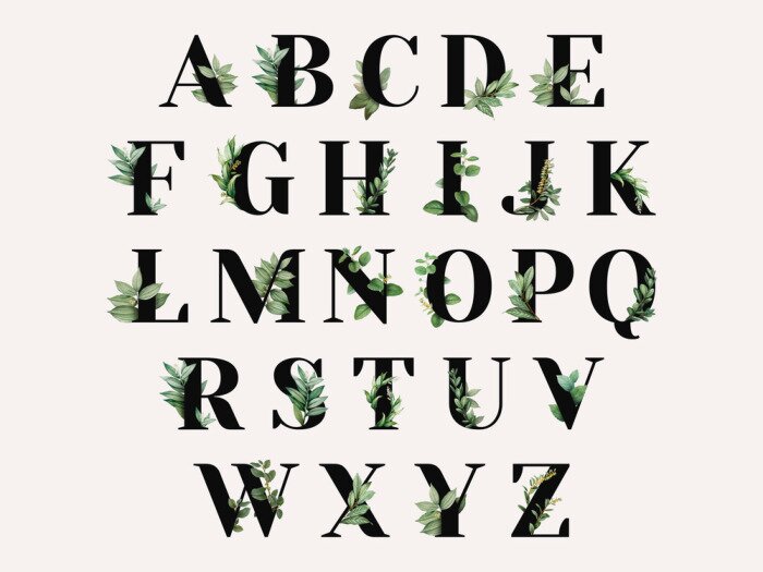 Poster  Alphabet avec des détails floraux