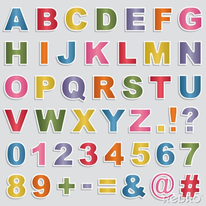 Poster  Alphabet coloré avec lettres imprimées