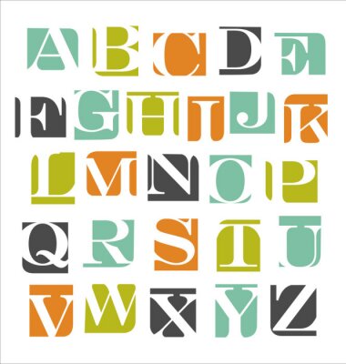 Poster  Alphabet éducatif et tuiles colorées
