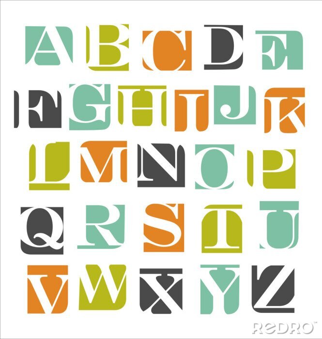 Poster  Alphabet éducatif et tuiles colorées