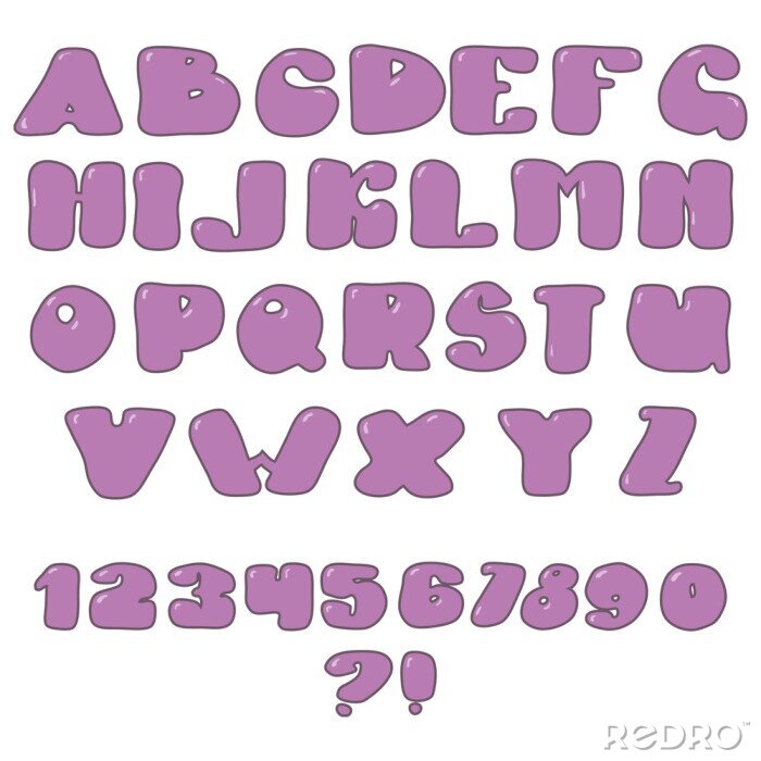 Poster  Alphabet et chiffres en violet