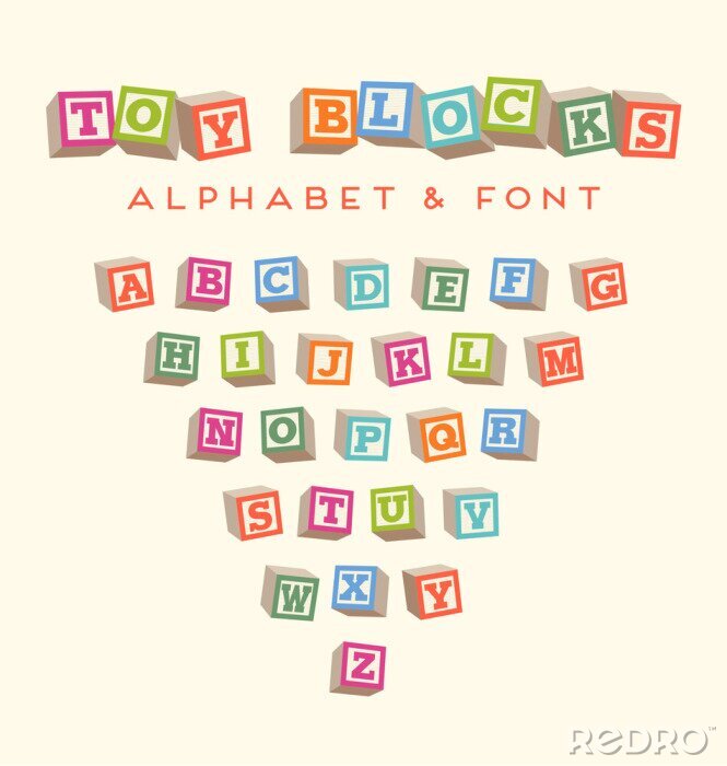 Poster  Alphabet pour enfants à partir de blocs