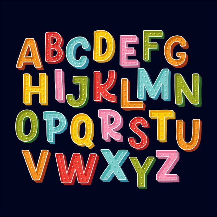 Poster  Alphabet sur fond sombre