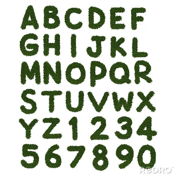 Poster  Alphabet vert fait d'herbe