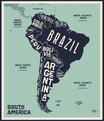 Amérique du Sud sur la carte