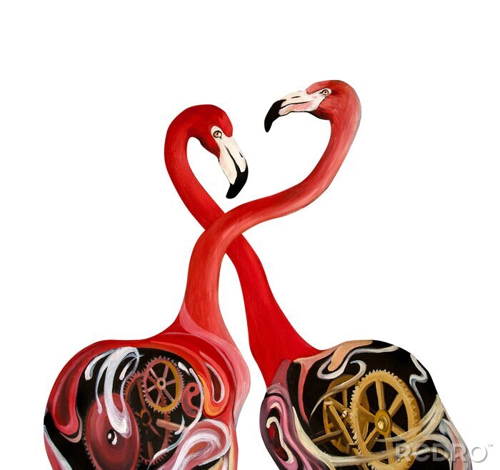 Poster  Amour de flamant rose