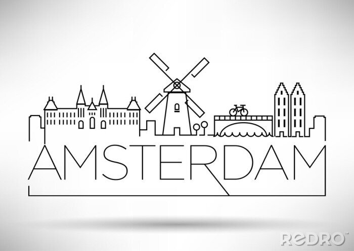 Poster  Amsterdam City Line Silhouette typographique Conception