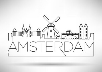 Sticker  Amsterdam City Line Silhouette typographique Conception