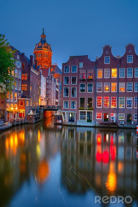 Poster  Amsterdam Pays-Bas au crépuscule