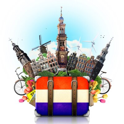 Poster  Amsterdam Pays-Bas avec des symboles