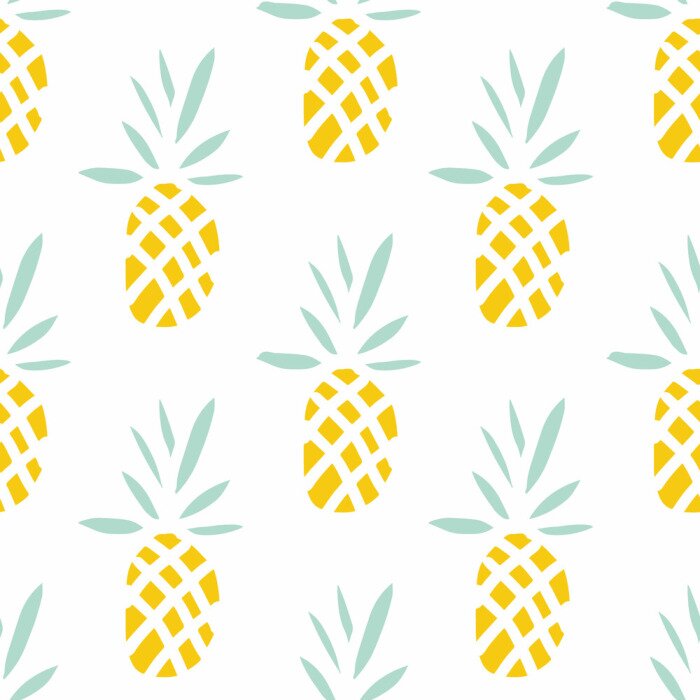 Poster  Ananas exotiques sur fond blanc