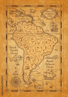 Poster  Ancienne carte de l'Amérique du Sud