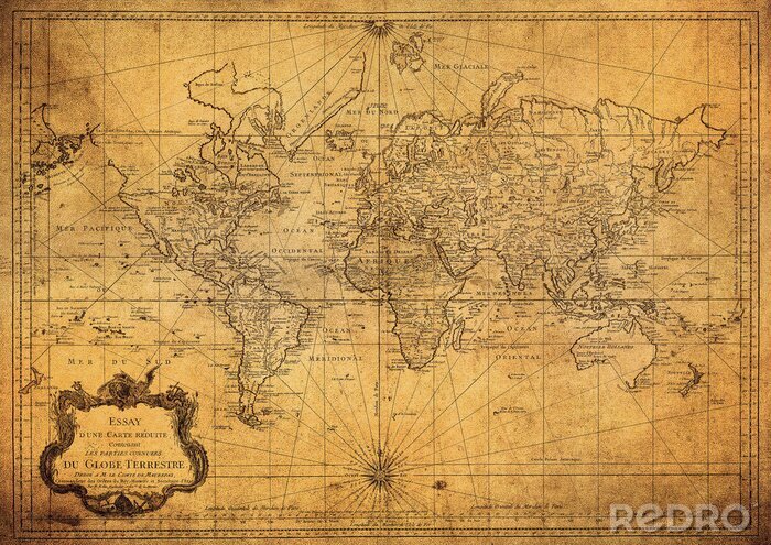 Poster  Ancienne carte du monde vintage