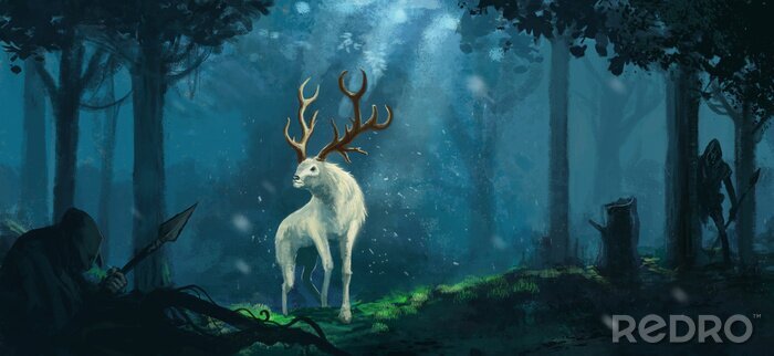 Poster  Animal dans une forêt fantastique
