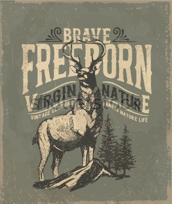 Poster  Animal de cerf et lettrage