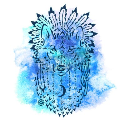 Poster  Animal loup bleu