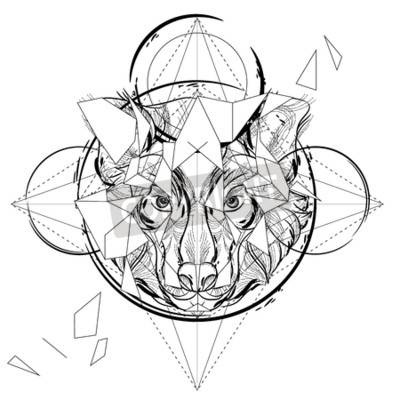 Poster  Animal loup géométrique