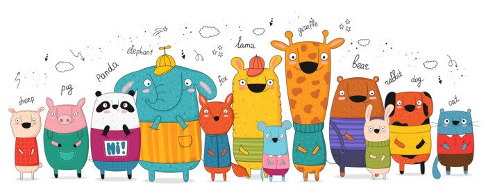 Poster  Animaux de dessin animé et leurs noms