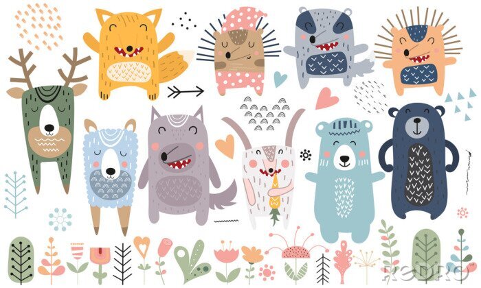 Poster  Animaux de la forêt et style scandinave