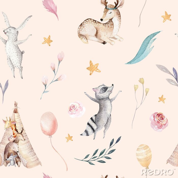 Poster  Animaux de la forêt style boho