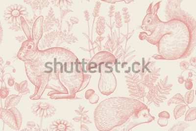 Poster  Animaux de la forêt vintage