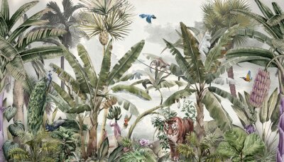 Animaux et oiseaux de la jungle tropicale
