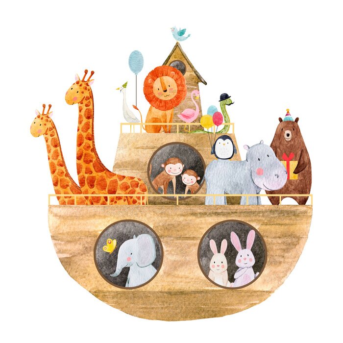 Poster  Animaux sur l'arche dessin pour enfants