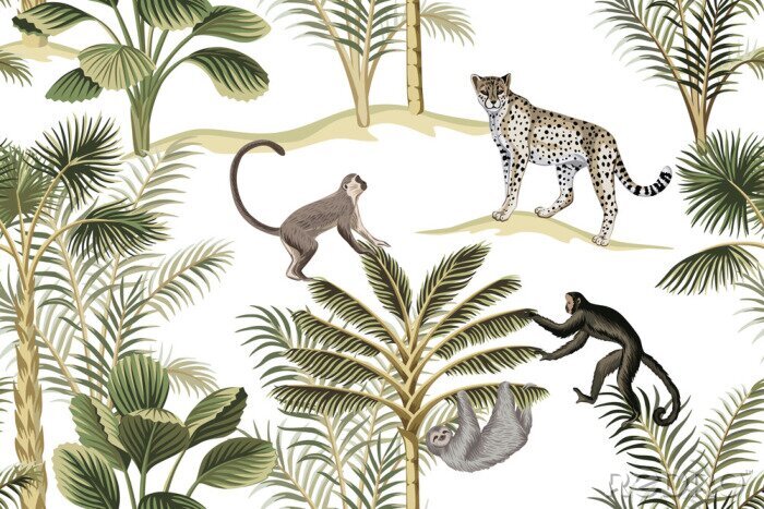 Poster  Animaux tropicaux et végétation exotique