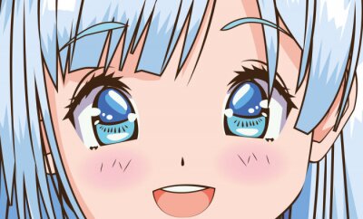 Anime girl avec des cheveux bleus