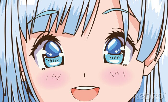Poster  Anime girl avec des cheveux bleus