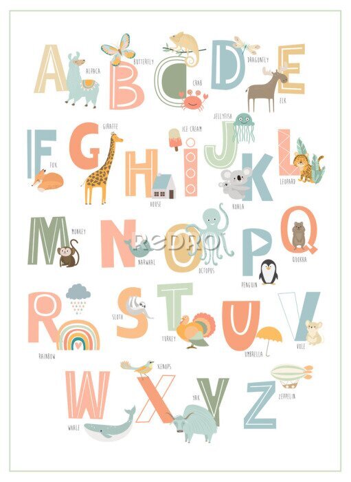 Poster  Apprendre l'alphabet pour les enfants
