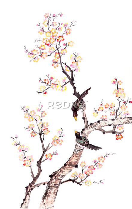 Poster  Aquarelle chinoise orientale