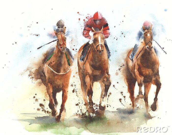 Poster  Aquarelle de course de chevaux