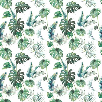 Papier peint à motif  Aquarelle exotique avec végétation