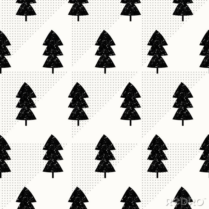 Poster  Arbres sur un fond géométrique lumineux