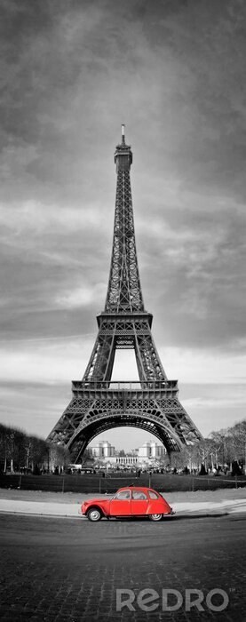 Poster  Architecture et voiture rouge