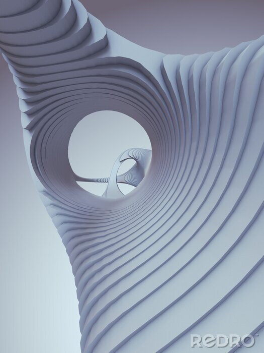Poster  Arrière-plan futuriste en forme de rayures blanches. Illustration de rendu 3D