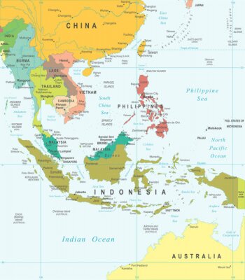 Asie du Sud - carte - illustration. Asie du Sud-carte - très détaillée illustration vectorielle.