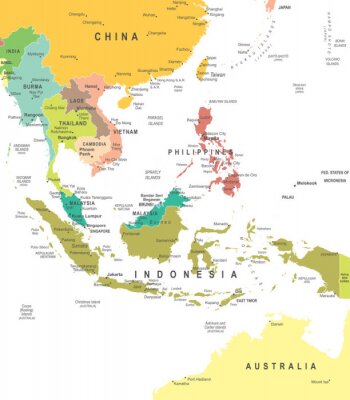 Asie du Sud - carte - illustration. Asie du Sud-carte - très détaillées illustration vectorielle.